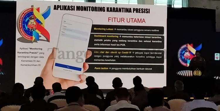 Polri meluncurkan aplikasi monitoring karantina di Bandara Soekarno-Hatta, Kamis 6 Januari 2022. Aplikasi ini akan mengawasi secara ketat pelaku perjalanan asal luar negeri (PPLN) saat menjalani masa karantina.