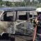 Sebuah mobil jenis Suzuki Carry 1500 cc minibus terbakar di Tol Tangerang - Merak kilometer 32, Sabtu pagi 9 April 2022.