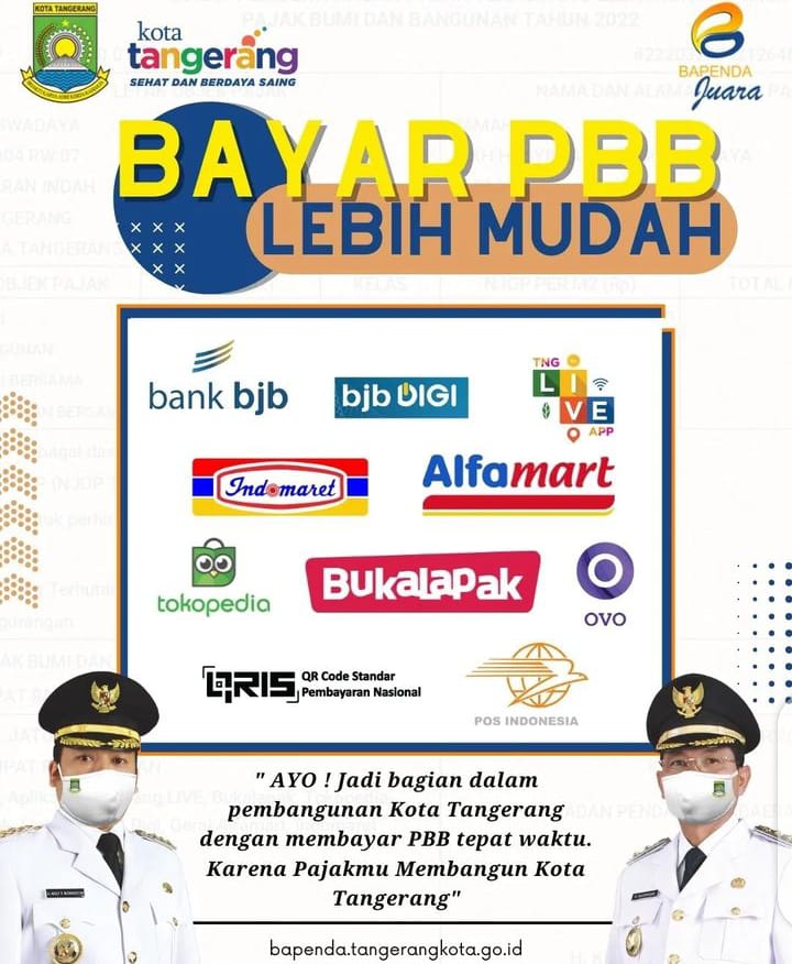 Bapenda Kota Tangerang mengingatkan kembali para wajib pajak agar tidak lupa untuk membayar pajak bumi dan bangunan perdesaan dan perkotaan (PBB-P2)