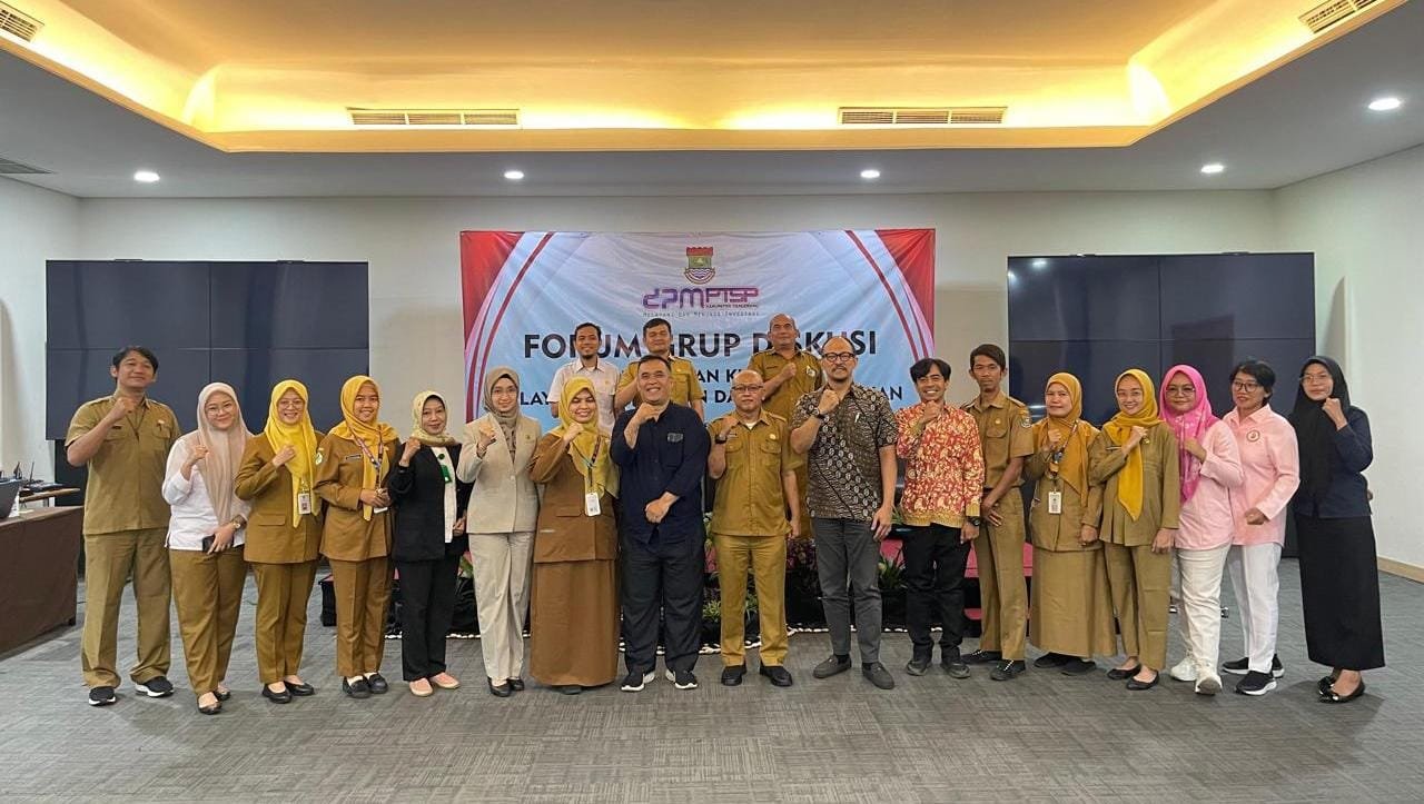Dalam upaya meningkatkan kualitas pelayanan perizinan dan non-perizinan, Dinas Penanaman Modal dan Pelayanan Terpadu Satu Pintu (DPMPTSP) Kabupaten Tangerang menggelar kegiatan focus group discussion (FGG) yang berlangsung di Hotel Lemo, Kelapa Dua, Kabupaten Tangerang