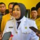 Intan Nurul Hikmah disambut ratusan kader Golkar usai dilantik sebagai Wakil Bupati Tangerang di Istana Negara, Jakarta.