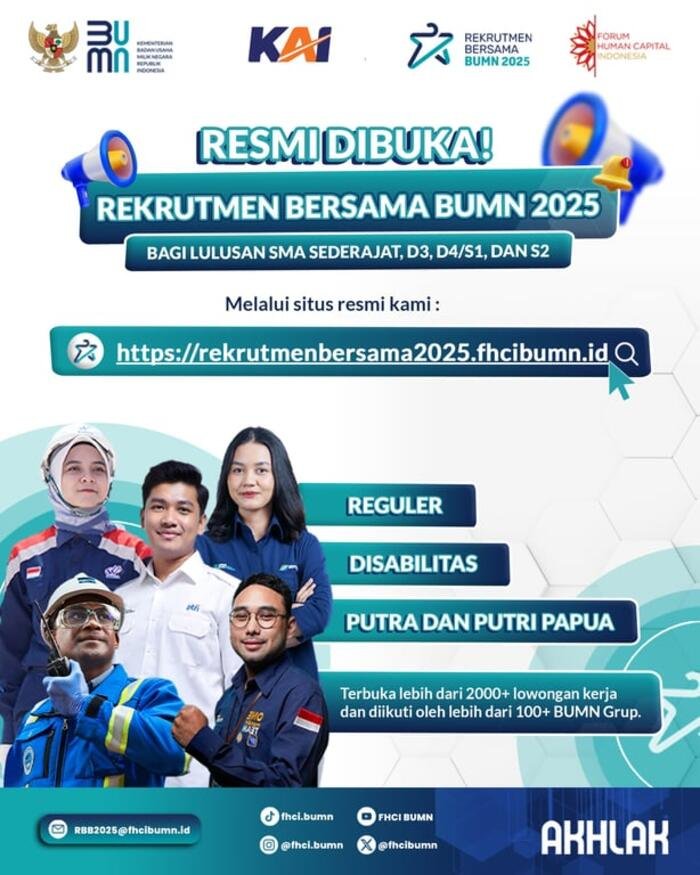 PT Kereta Api Indonesia buka peluang rekrutmen BUMN 2025 untuk generasi muda. Bergabunglah dan dukung transformasi perkeretaapian!