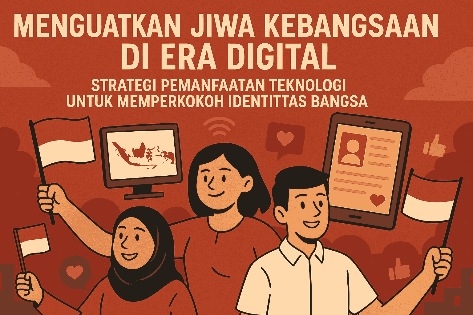 Kemajuan teknologi digital berperan penting dalam menanamkan nilai kebangsaan dan memperkuat identitas bangsa di era globalisasi.