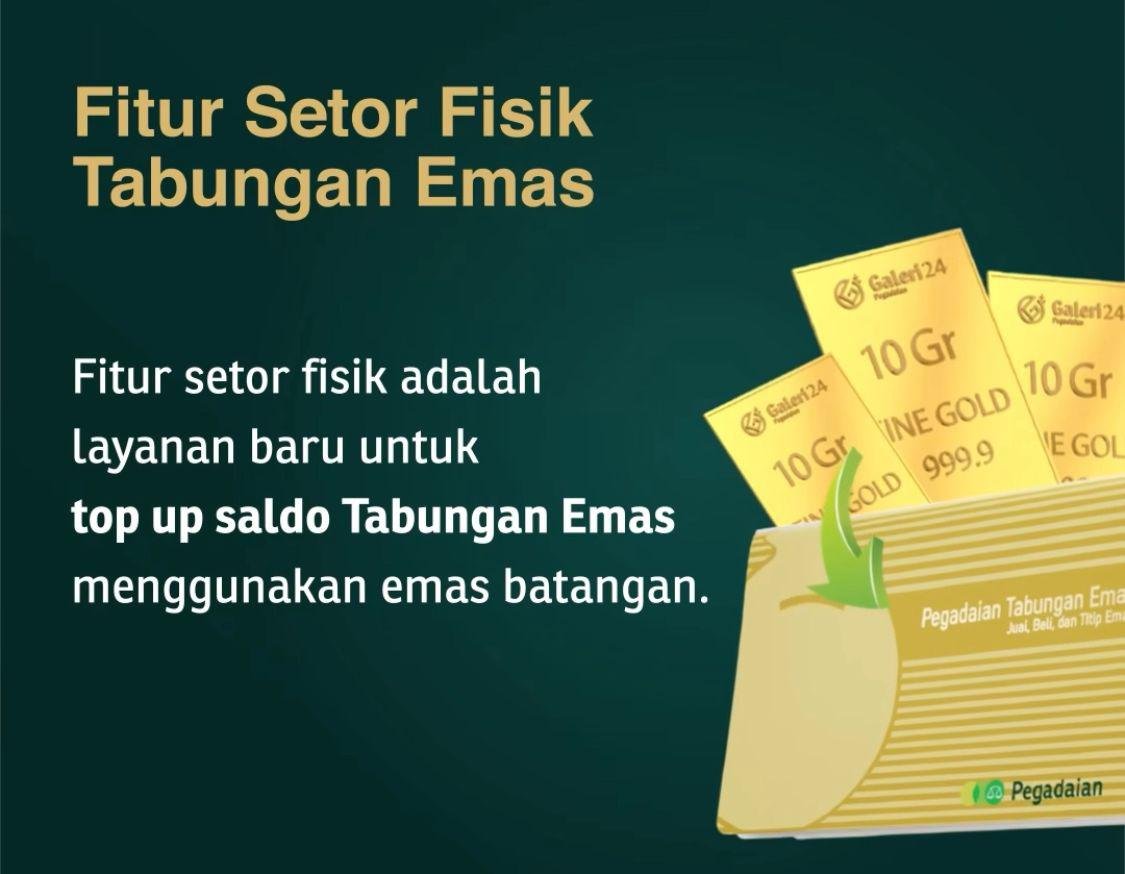 Pegadaian hadirkan layanan Setor Fisik Tabungan Emas. Investasi emas lebih aman dan fleksibel di Jakarta dan Banten. Coba sekarang
