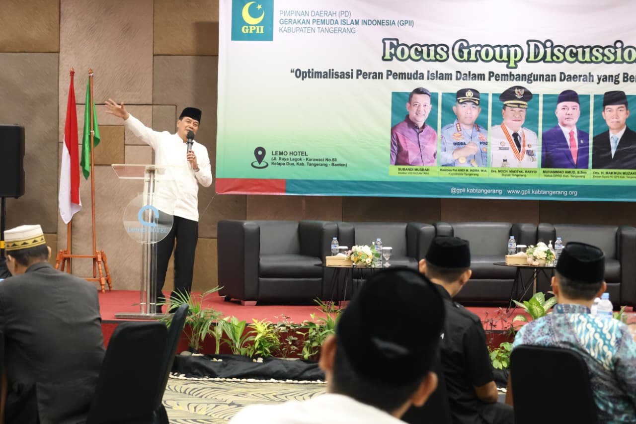 Bupati Tangerang ajak pemuda GPII bersinergi bangun daerah berkeadilan dan religius melalui FGD di Hotel Lemo, Kelapa Dua.