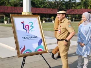 Sekda Soma Atmaja pimpin apel dan luncurkan logo Hari Jadi ke-393 Kabupaten Tangerang, serukan disiplin kerja dan kepedulian sosial.