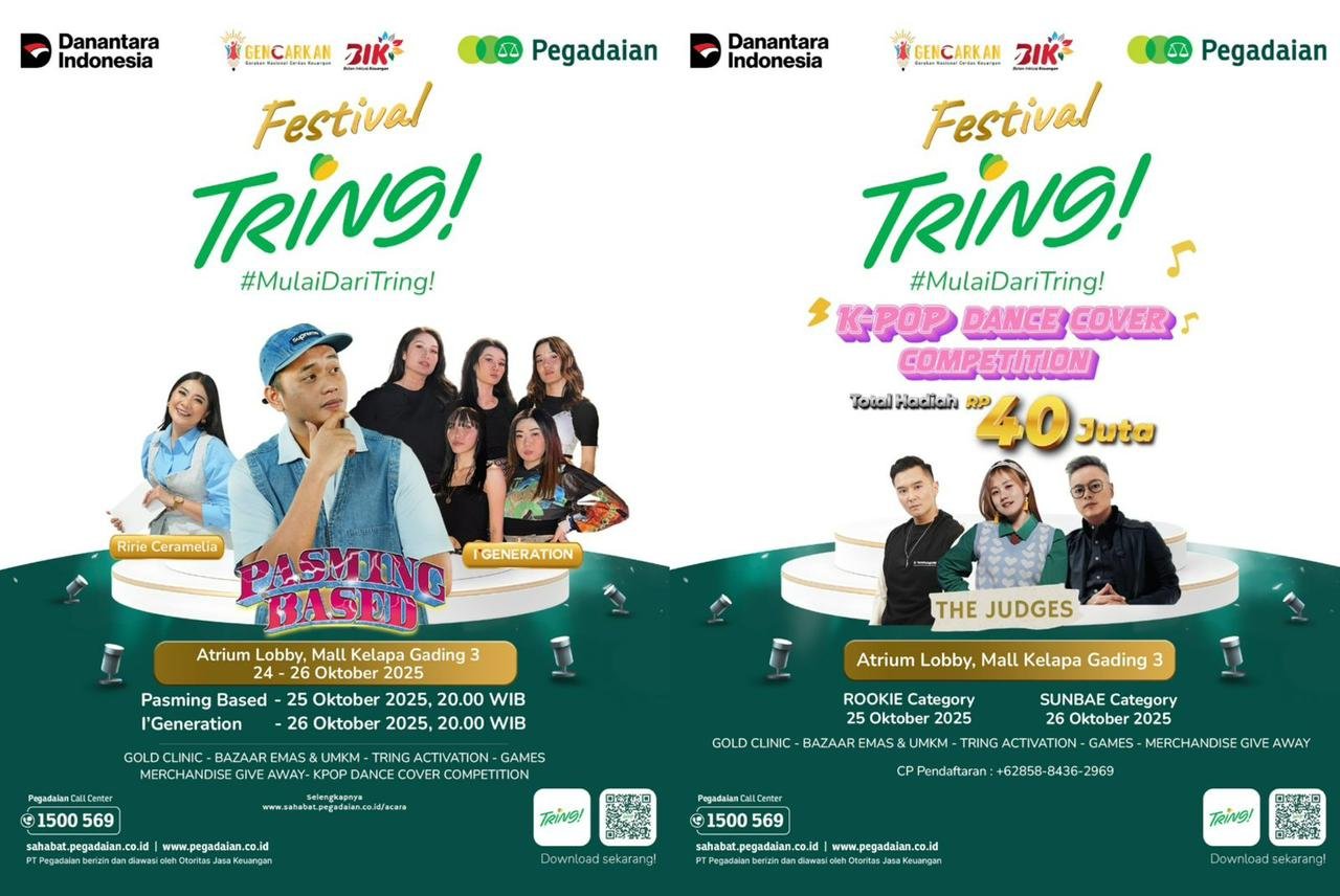 Festival TRING! Pegadaian hadir di Mall Kelapa Gading, ajak generasi muda belajar investasi emas & literasi keuangan digital.