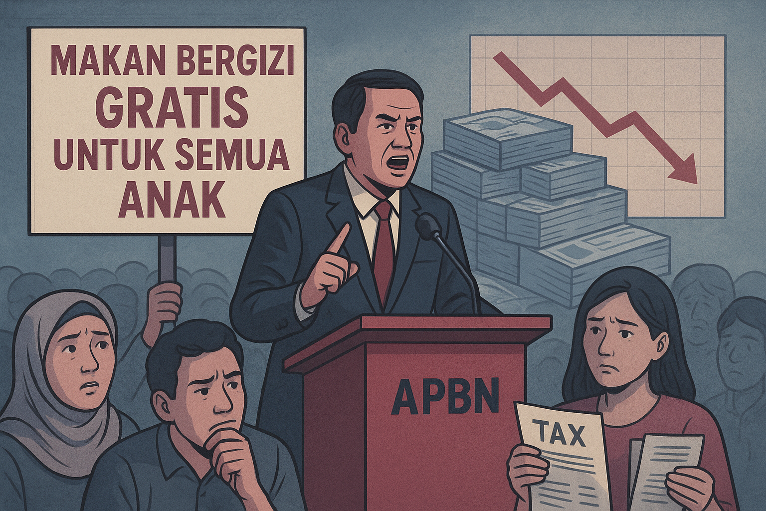 Opini kritis tentang program Makan Bergizi Gratis (MBG) yang dinilai berisiko menekan APBN dan stabilitas fiskal Indonesia.