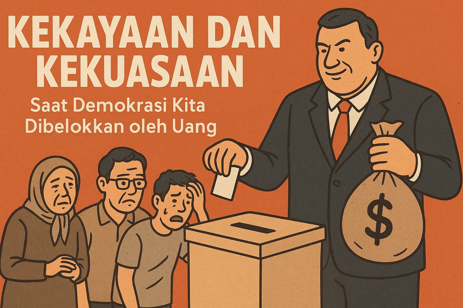 Demokrasi Indonesia kini dibayangi kekuatan uang dan oligarki, di mana kekuasaan kerap dikuasai segelintir elite ekonomi.