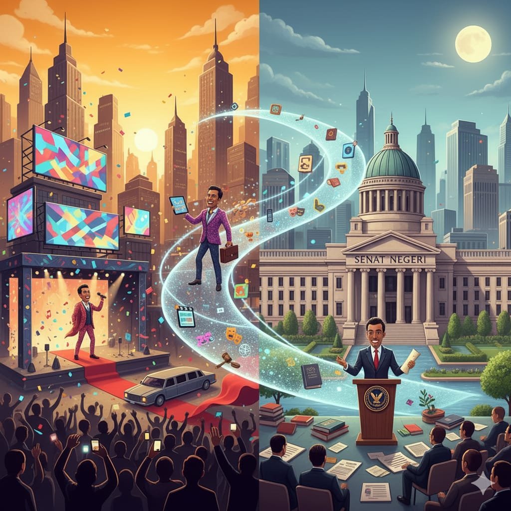 Fenomena artis masuk politik kian marak. Demokrasi terancam dangkal jika popularitas lebih penting dari kapasitas.