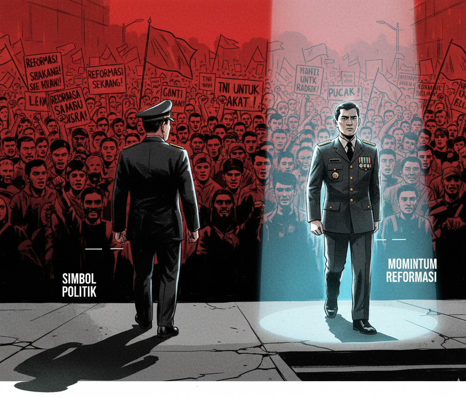 Pergantian jenderal di tengah protes: simbol politik semata atau momentum reformasi militer untuk memperkuat demokrasi Indonesia?