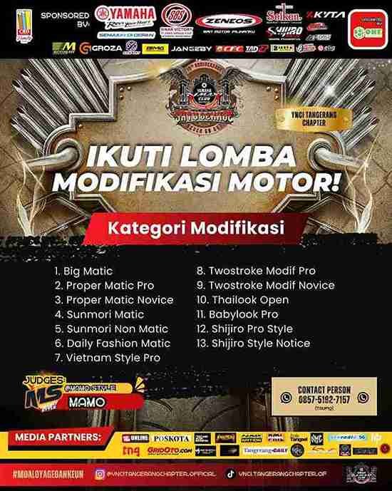 Saksikan perayaan 10 tahun YNCI Tangerang di Ciledug 2025, dengan kontes motor, donor darah, talkshow, dan hiburan seru.