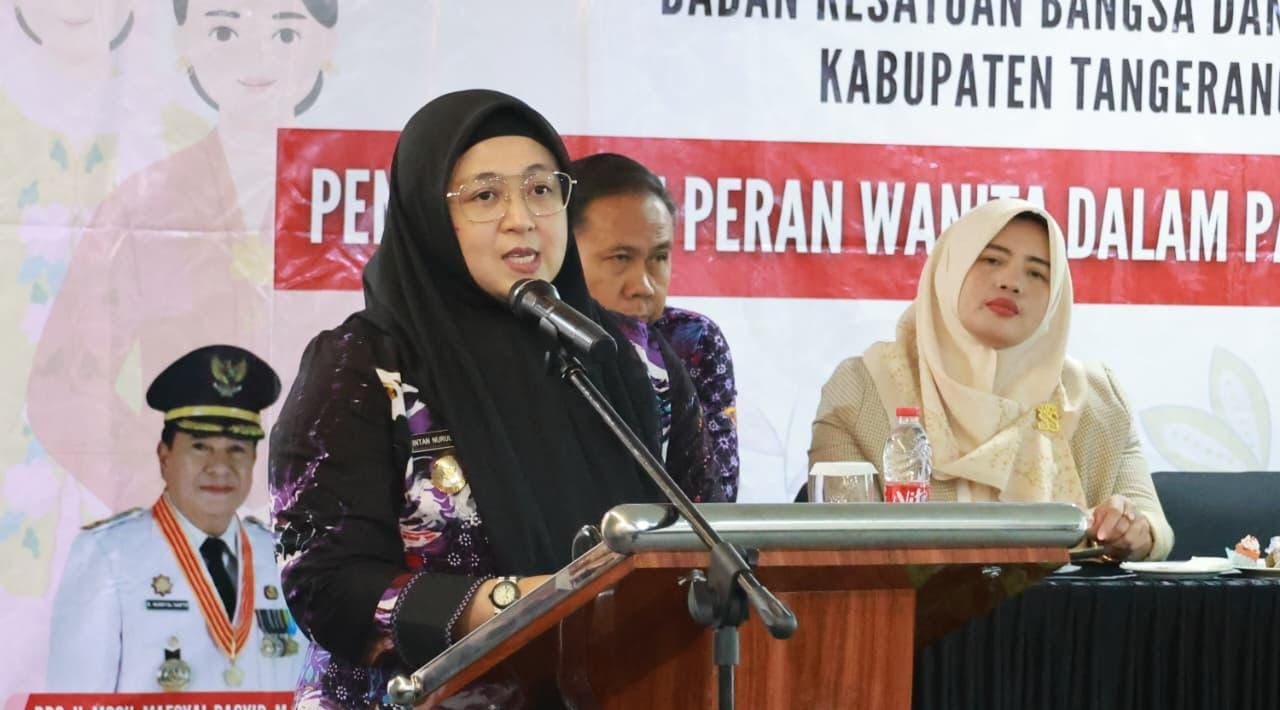 Wabup Tangerang Intan Nurul Hikmah mendorong peran aktif perempuan dalam demokrasi demi kebijakan yang adil dan bermartabat.