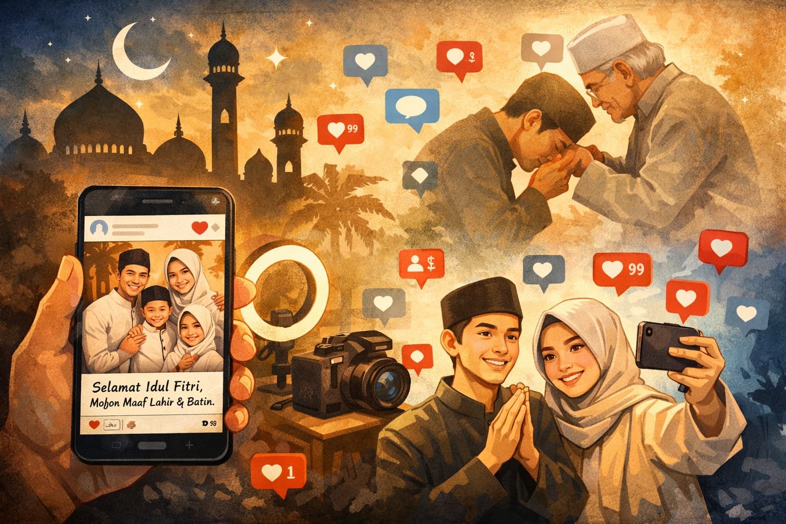 Idul Fitri di era media sosial: antara ketulusan, estetika konten, dan makna maaf yang kini hadir sebagai representasi digital.