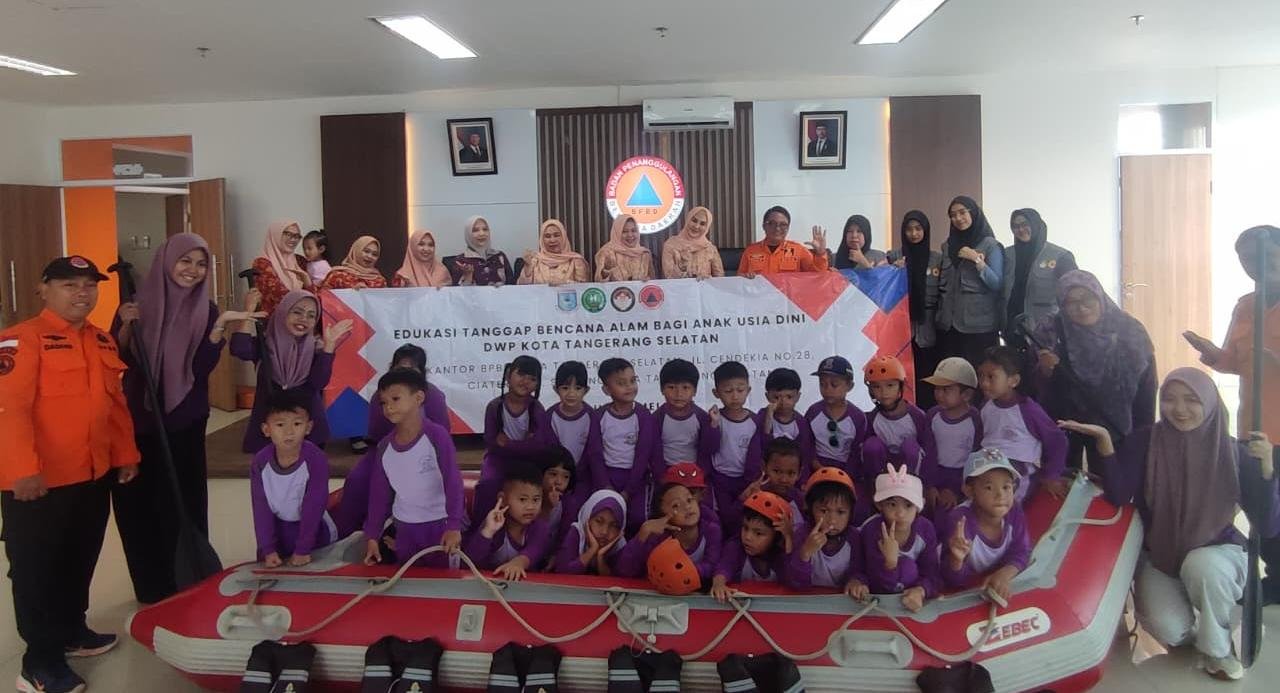 DWP dan BPBD Tangsel edukasi anak usia dini tentang bencana guna meningkatkan kesiapsiagaan menghadapi gempa, banjir, dan risiko lain.