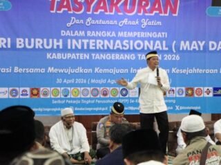 Tasyakuran May Day 2026 di Masjid Agung Al-Amjad, Pemkab Tangerang Santuni Anak Yatim