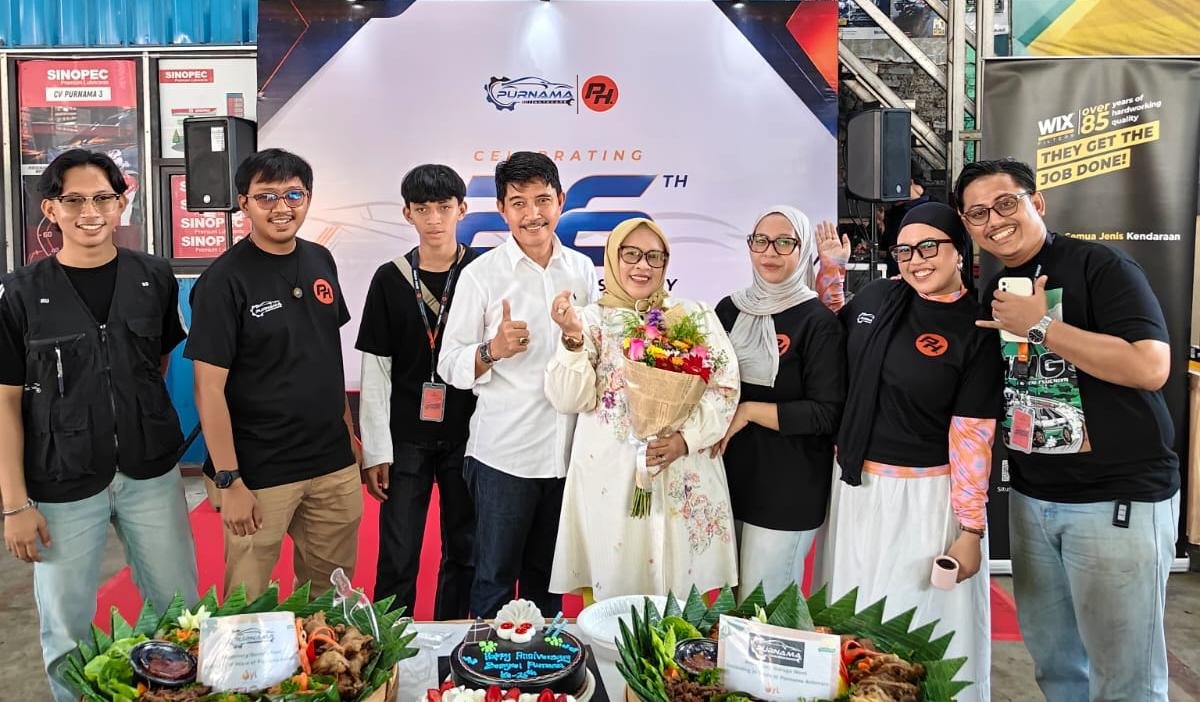 PT Olindo Yana Lestari memperkuat kemitraan dengan Purnama Autocare pada HUT ke-26 melalui dukungan pelumas Gulf dan Euro 1 di Bogor.