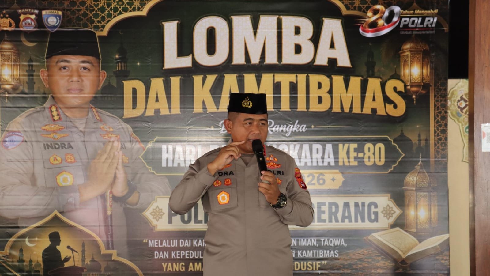 Polresta Tangerang menggelar Lomba Dai Kamtibmas dalam rangka Hari Bhayangkara ke-80 untuk memperkuat dakwah sejuk dan persatuan.
