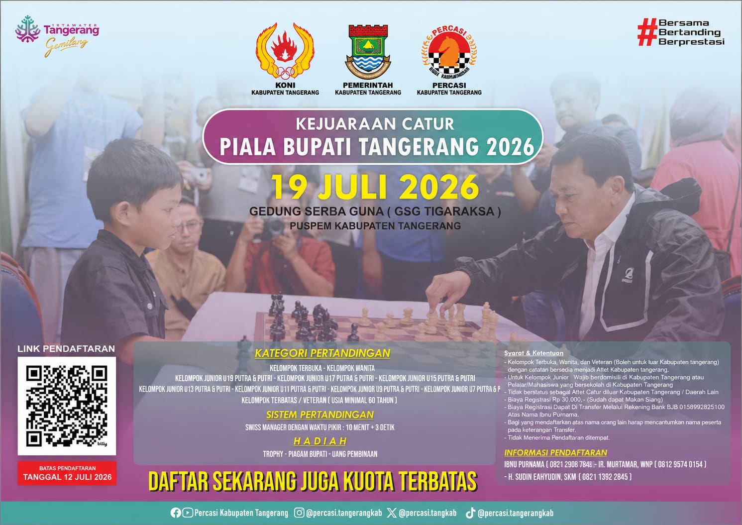Percasi Kabupaten Tangerang menggelar Piala Bupati Tangerang 2026 sebagai ajang pembinaan dan pencarian bibit atlet catur berprestasi.