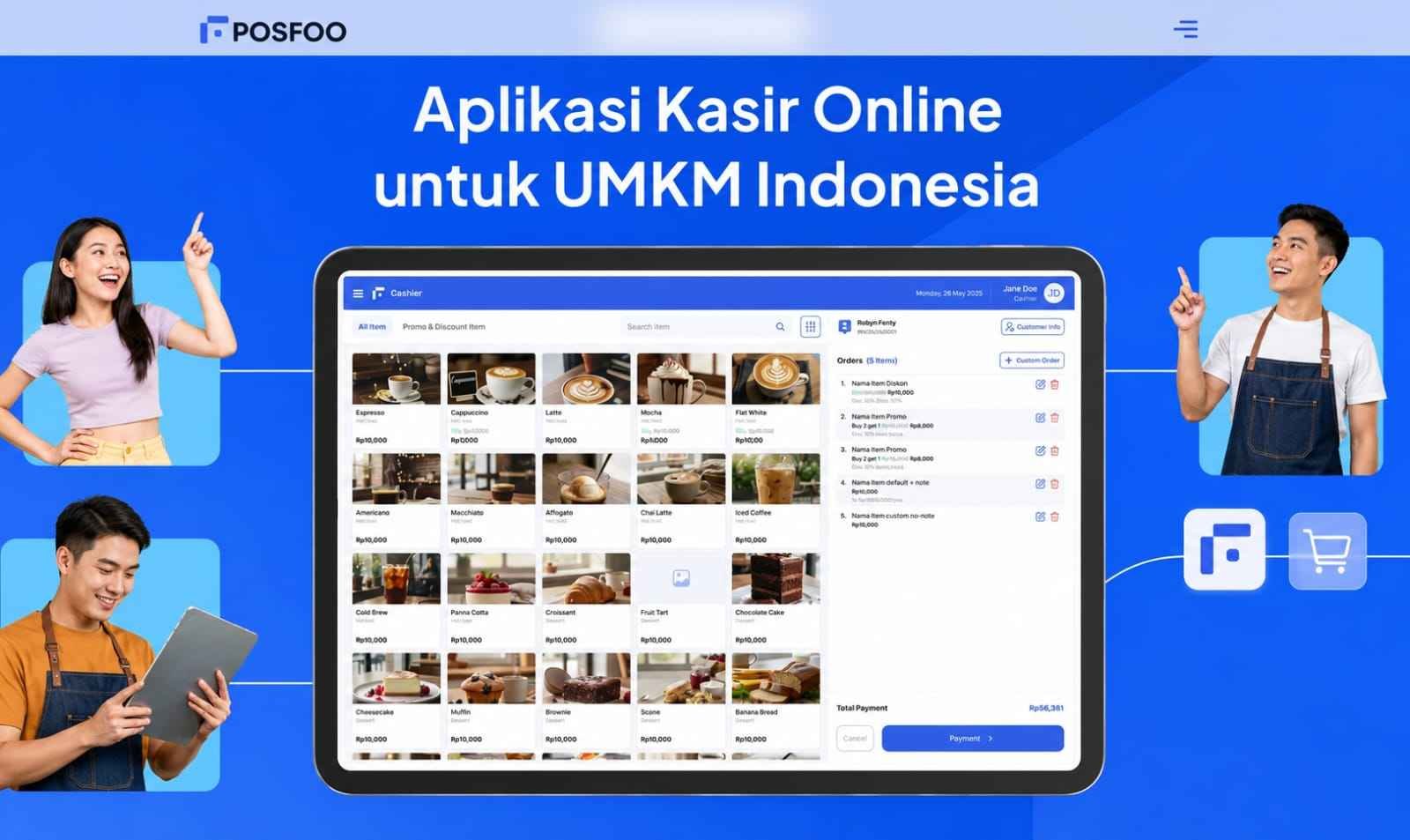 Posfoo bantu UMKM bertransformasi digital dengan aplikasi kasir online, transaksi cepat, stok akurat, laporan real-time, dan data aman.