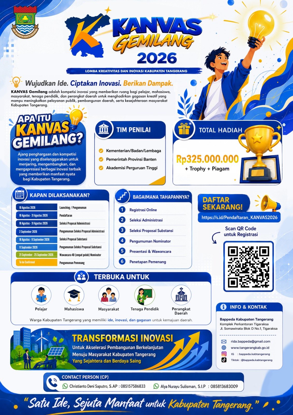Canvas Gemilang 2026 Bappeda Tangerang buka ruang bagi masyarakat menyampaikan gagasan untuk pembangunan daerah.
