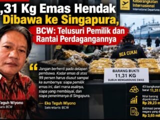 8 Penumpang Bawa 11,31 Kg Emas ke Singapura, BCW Minta Rantai Perdagangan Ditelusuri