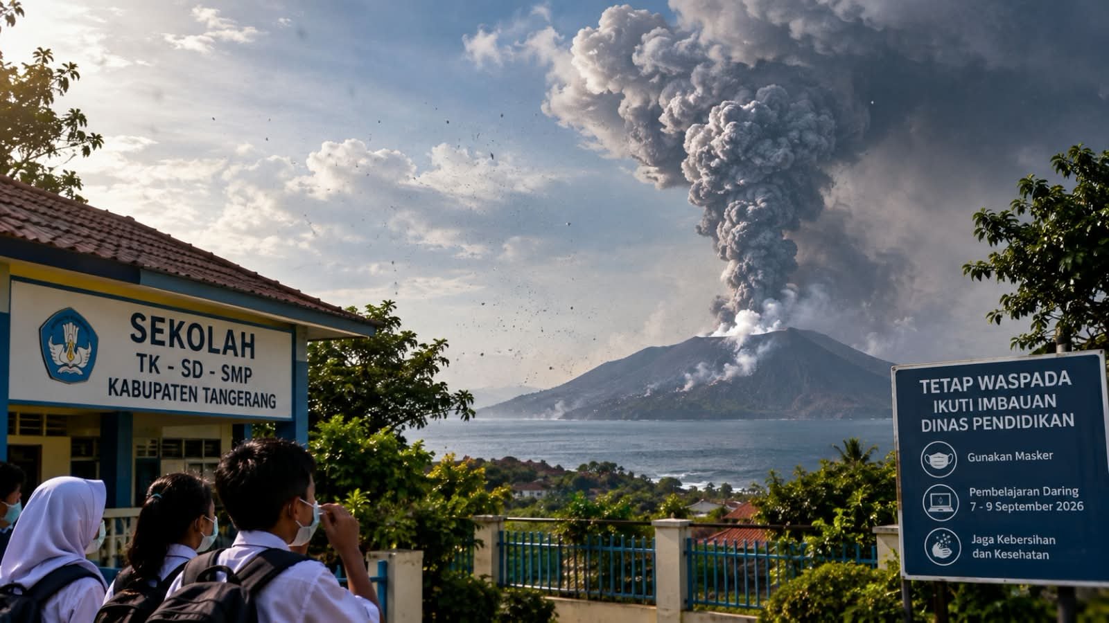 Aktivitas Gunung Anak Krakatau meningkat, Disdik Kabupaten Tangerang imbau sekolah terapkan pembelajaran daring 7-9 September 2026.