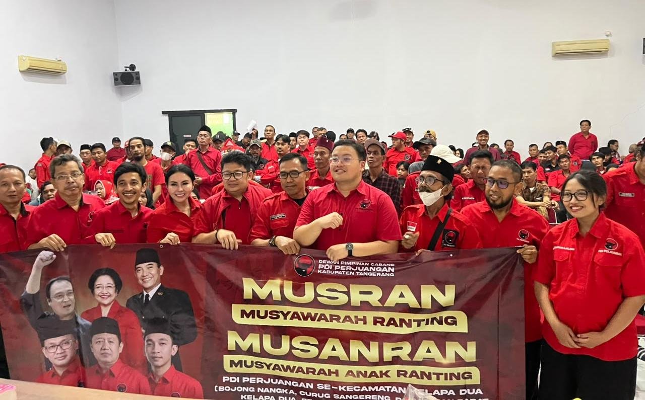 PDI Perjuangan Tangerang memperkuat mesin politik Dapil VI dengan konsolidasi 34 ranting menuju Pemilu 2029.