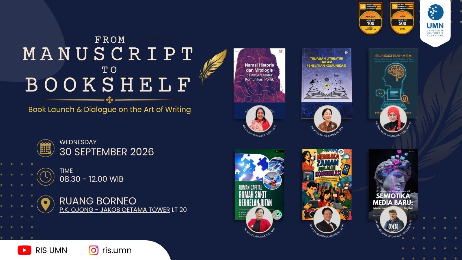 UMN meluncurkan enam buku karya akademisi pada September 2026, membahas komunikasi, teknologi, kesehatan, hingga semiotika.