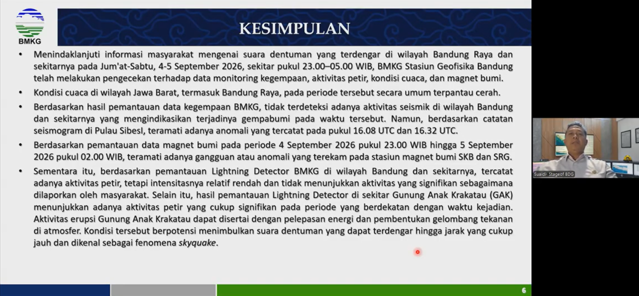 BMKG mengungkap hasil analisis dentuman di Bandung Raya di tengah erupsi Anak Krakatau yang masih berlangsung.