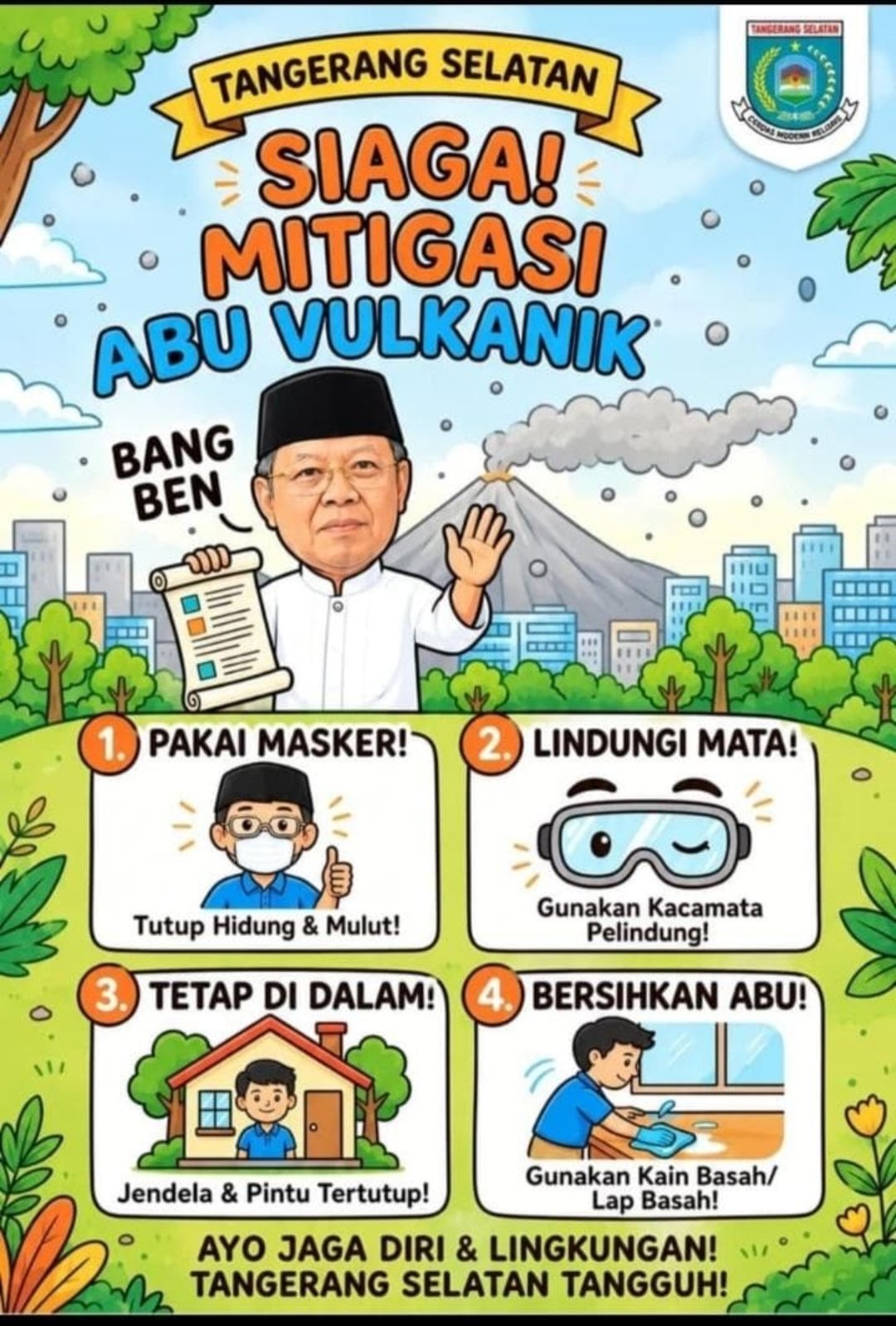 Gunung Anak Krakatau berstatus Siaga, Pemkot Tangsel mengimbau warga tetap tenang, waspada, dan mengikuti informasi resmi.