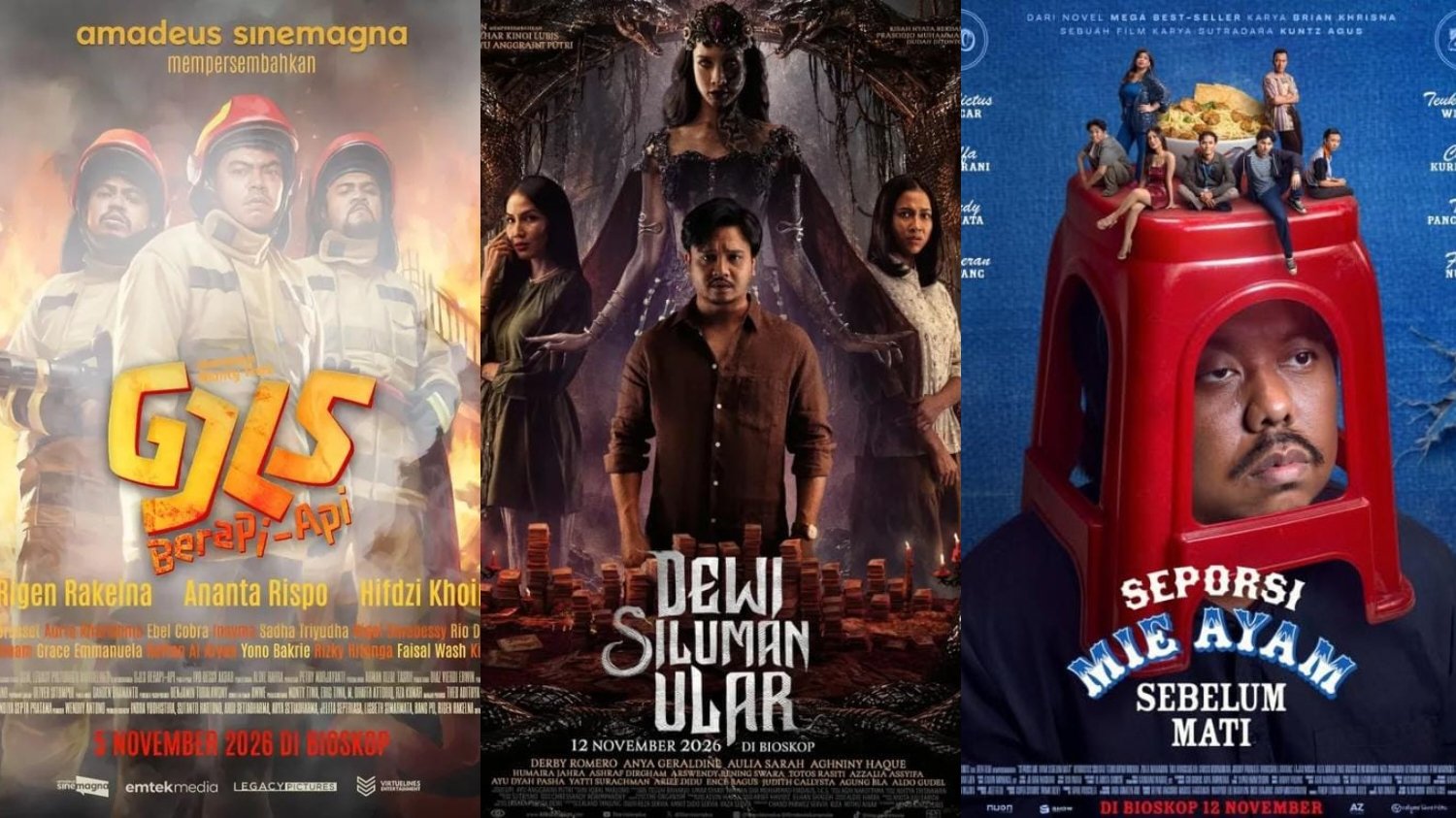 Sejumlah film bioskop Indonesia siap meramaikan November 2026, mulai dari horor, komedi, drama keluarga hingga kisah biografi.