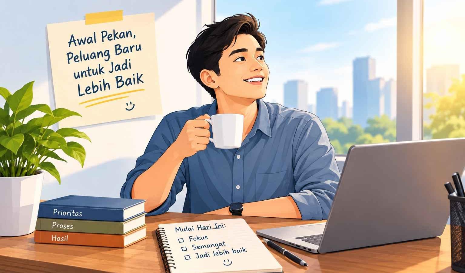 Awali pekan dengan semangat baru melalui tips sederhana meningkatkan motivasi, menjaga produktivitas, dan menjalani aktivitas dengan lebih positif.