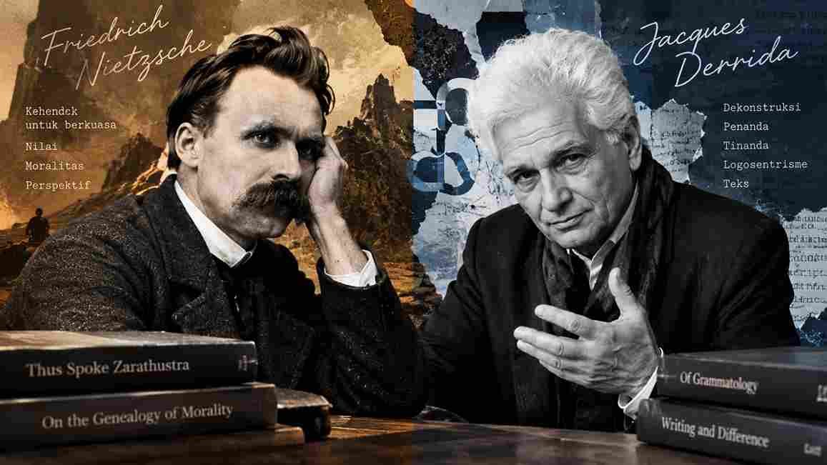 Mengenal perbedaan Nietzsche dan Derrida dalam mengkritik nilai, moralitas, bahasa, dan makna, serta menerapkan pemikiran keduanya untuk membaca fenomena media sosial.