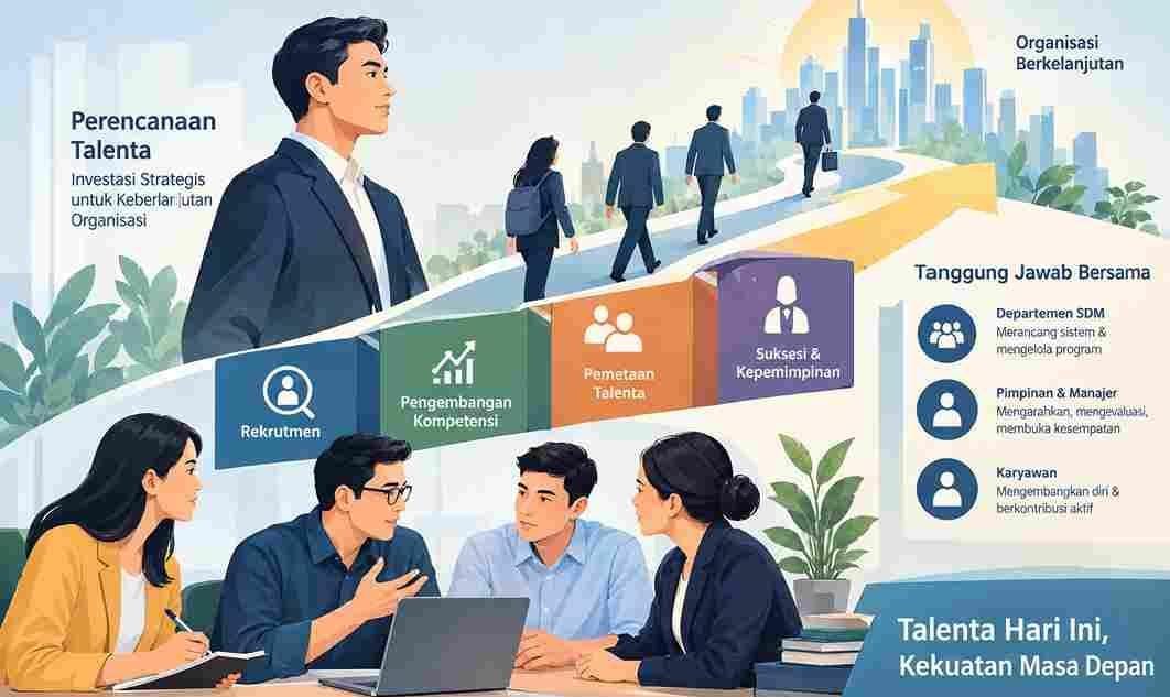 Perencanaan talenta menjadi strategi penting dalam mengembangkan kompetensi SDM, menyiapkan pemimpin masa depan, dan menjaga keberlanjutan organisasi.