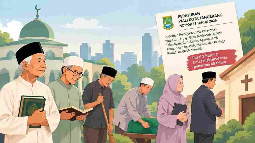 Polemik Perwal Tangerang Nomor 13 Tahun 2026 soal batas usia 65 tahun bagi pelayan umat mendorong evaluasi kebijakan agar lebih adil.
