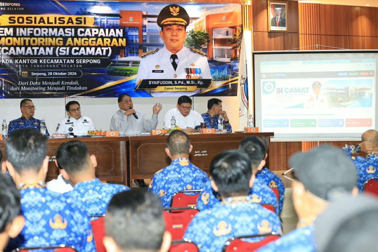 Kecamatan Serpong meluncurkan SI-CAMAT, dashboard digital untuk memantau kegiatan, capaian kinerja, dan realisasi anggaran.